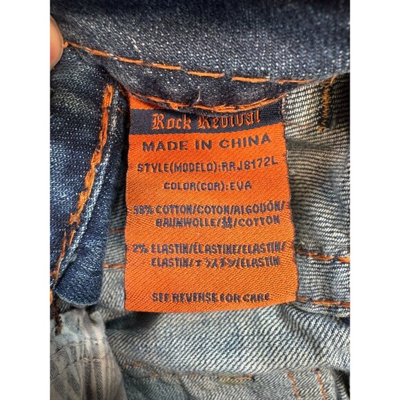 Rock Revival Eva Boot Cut Jeans Size 29 Distressed Denim Blue Womens - Picture 11 of 16